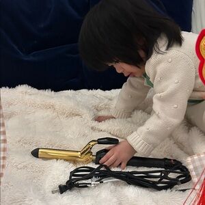 Jet Black Gold and Black Curling Iron